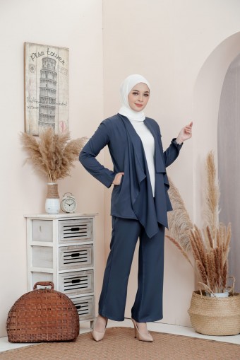 ADEEVA CARDIGAN SUIT DUSTY BLUE (L/XL)