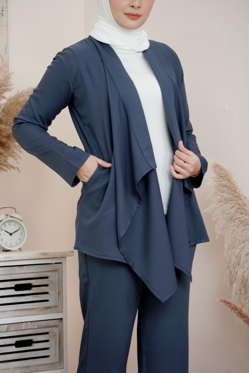 ADEEVA CARDIGAN SUIT DUSTY BLUE (L/XL)