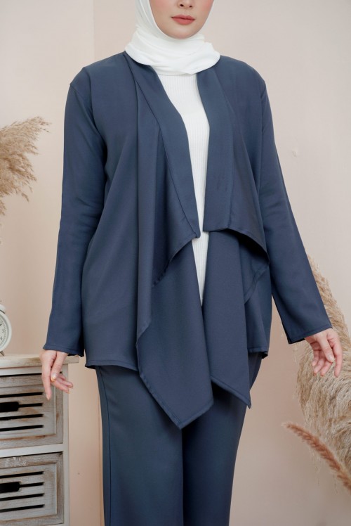 ADEEVA CARDIGAN SUIT DUSTY BLUE (L/XL)