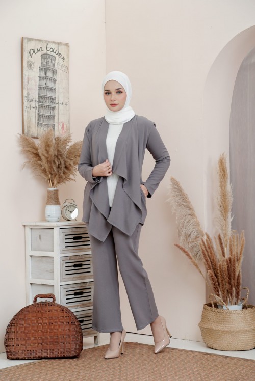 ADEEVA CARDIGAN SUIT DARK GREY (L/XL)