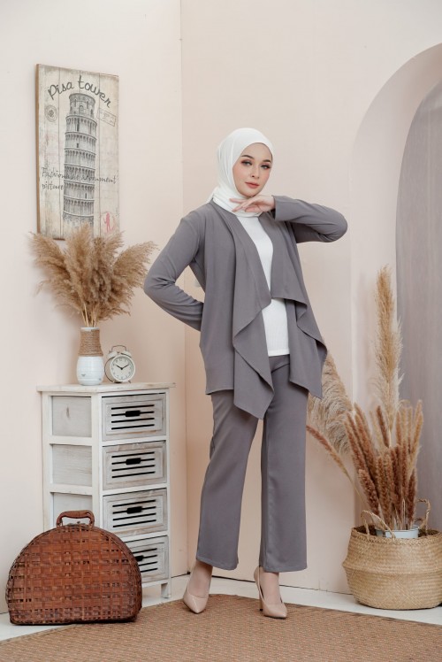 ADEEVA CARDIGAN SUIT DARK GREY (L/XL)