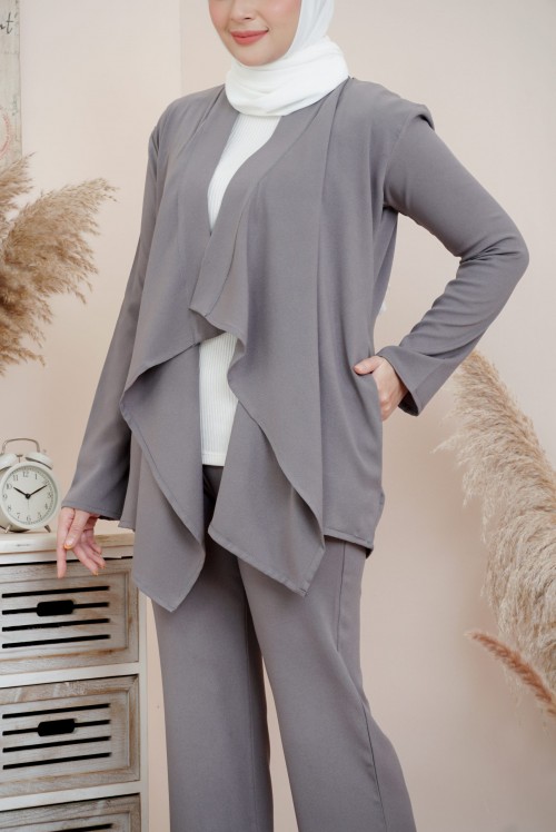 ADEEVA CARDIGAN SUIT DARK GREY (L/XL)